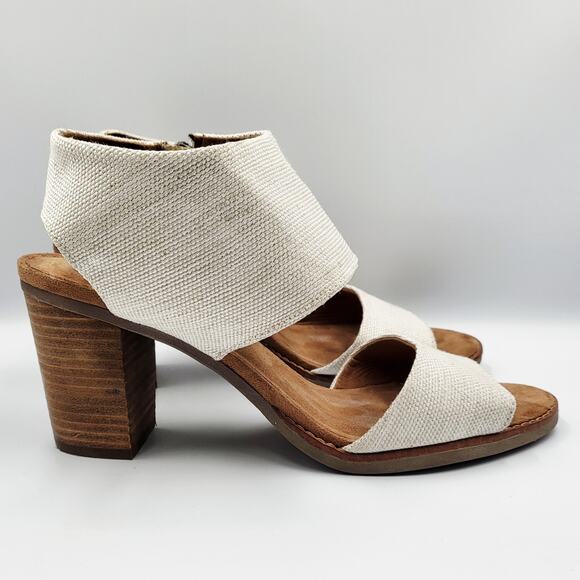 TOMS Majorca Cutout Natural Cream Color Block Heel Sandals Women's Size 9.5 - Picture 3 of 11
